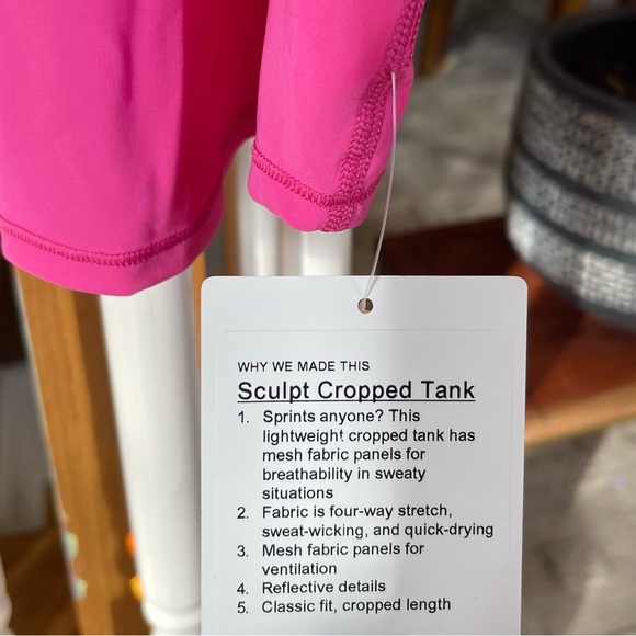 NWT 6  Lululemon Sculpt Cropped Tank Top Sonic Pink - Picture 6 of 8